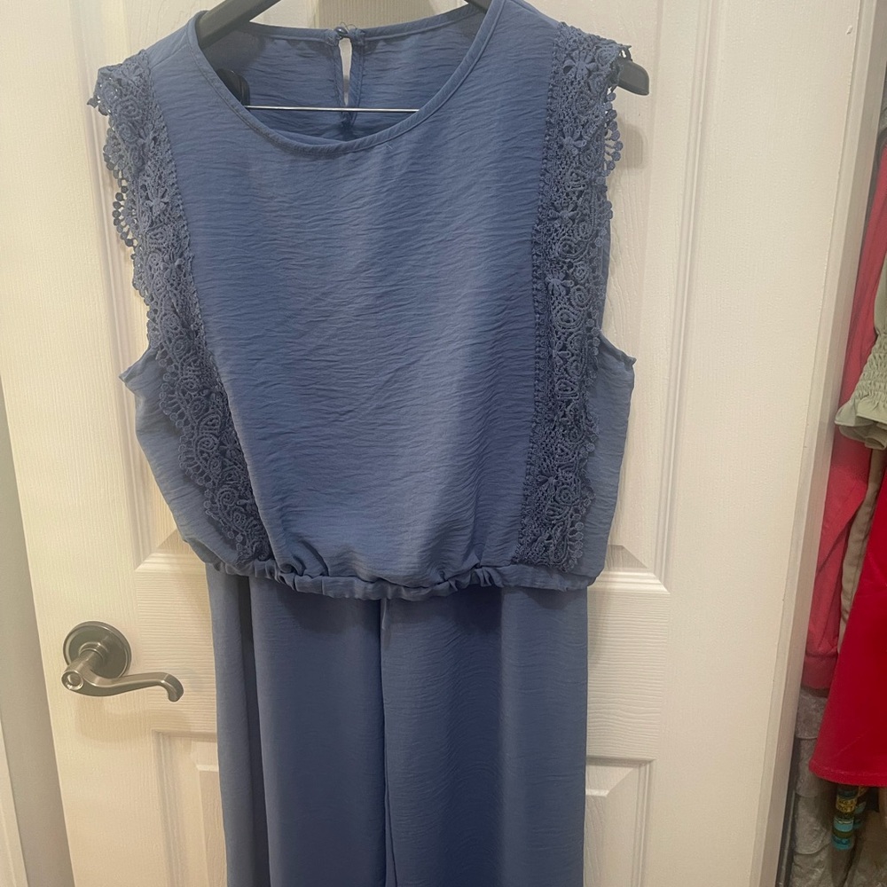 SHEIN Blue Sleeveless Flutter Sleeve Pantsuit - Picture 10 of 14